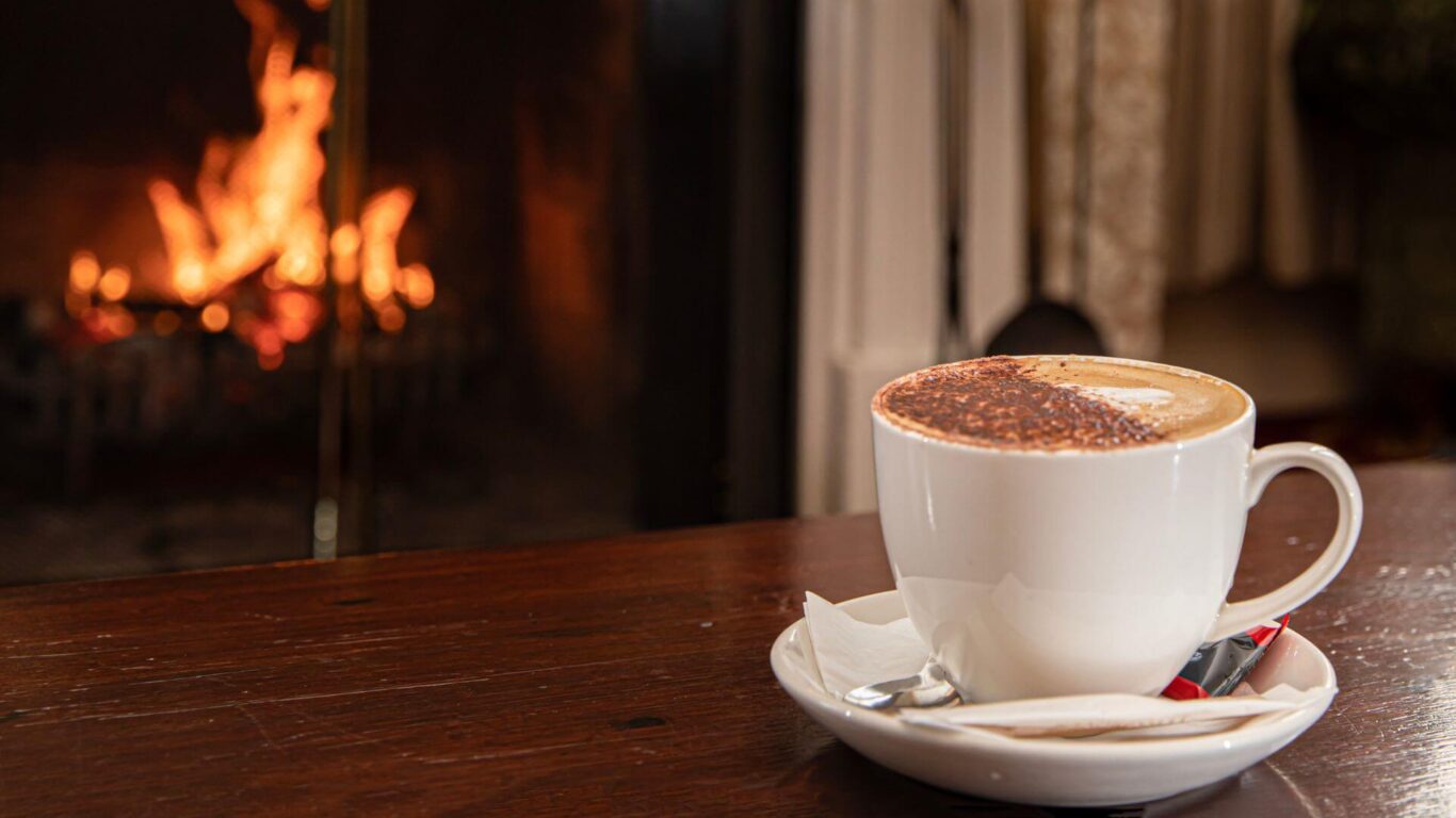 Coffee By Fireplace